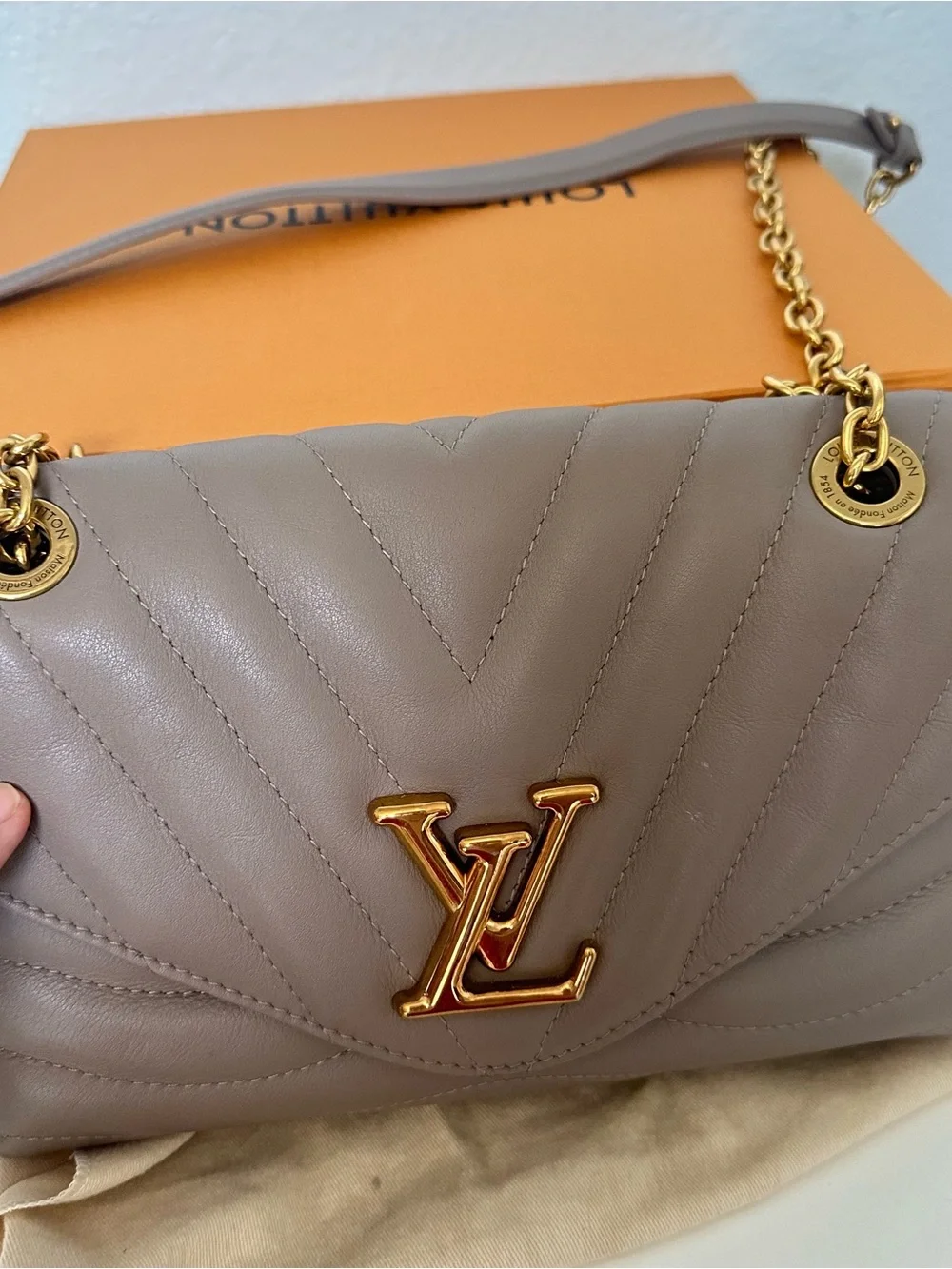 Louis Vuitton Taupe Quilted Shoulder Bag with Gold Hardware